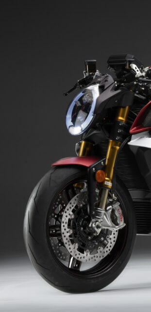 MV Agusta Brutale 1000 front wheel and headlight close up wallpaper high quality image