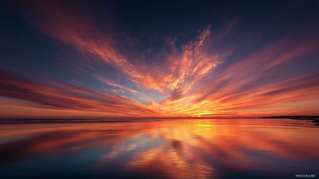 Mac OS X Background HD, A Breathtaking View Of Orange And Pink Hues Spreading Across The Sky, Reflecting Over Calm Water, Evoking Peace And Tranquility