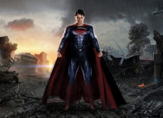 Man Of Steel Standing Strong Amidst Destruction Wallpaper