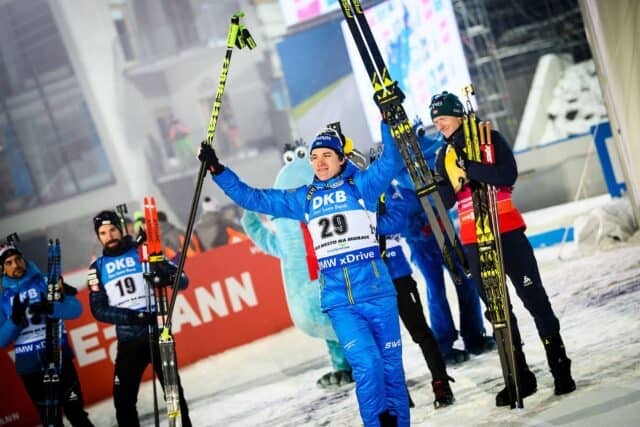 Martin Ponsiluoma Celebrating Victory At Ski Event