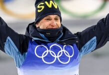 Martin Ponsiluoma Celebrating In Olympic Gear Wallpaper