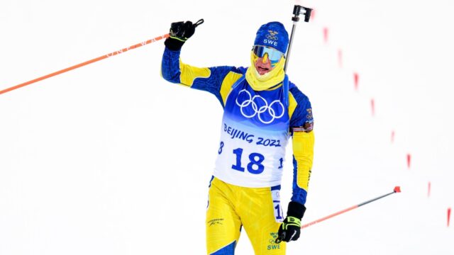 Martin Ponsiluoma Competes In Biathlon At 2022 Winter Olympics