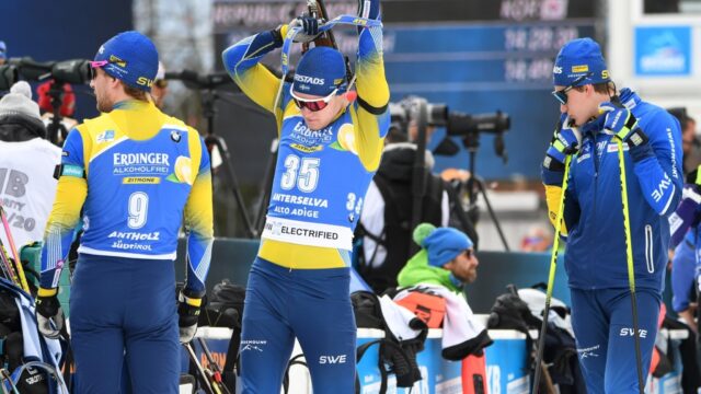 Martin Ponsiluoma In Action At Biathlon Event