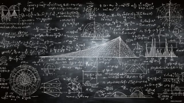 Mathematics Background Desktop Full HD, A Detailed Illustration Of A Chalkboard Filled With Complex Mathematical Equations And Visual Representations,