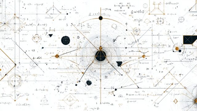 Mathematics HD Desktop Wallpaper, A Sharp And Polished Layout That Combines Algebraic Equations With Geometric Designs In A Harmonious Blend,