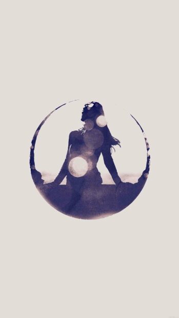 A serene silhouette practicing yoga surrounded by soft light circles, HD Mobile Wallpaper