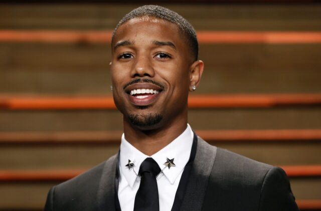 Michael B Jordan Elegant Portrait Wallpaper Smiling in Formal Suit