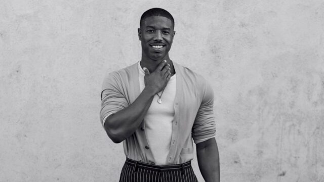 Michael B Jordan Stylish Black and White Portrait Wallpaper for Fans