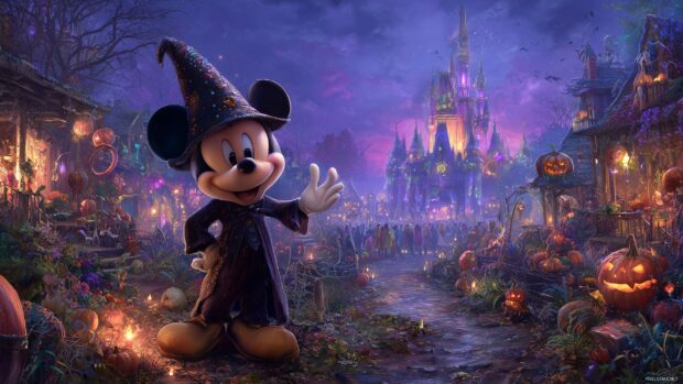 Mickey Magical Halloween, an inspiring image depicting Mickey Mouse in a magical land filled with Halloween wonders and surprises.