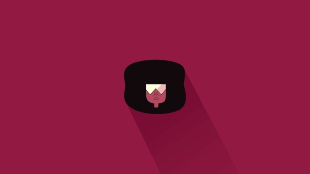 Minimalist Garnet Steven Universe Wallpaper with Dark Red Background and Long Shadow
