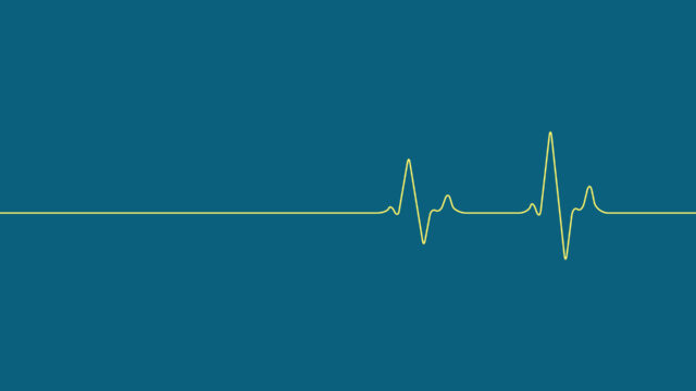 Minimalist Heartbeat Wallpaper Design In Teal And Yellow Tones