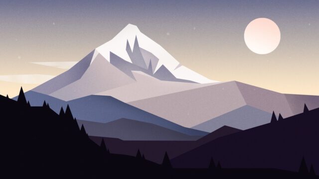 Minimalist Mountain Landscape with Sunrise Nature Artwork Wallpaper