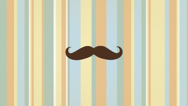 Minimalist Mustache Wallpaper with Vintage Striped Background in Soft Pastel Colors