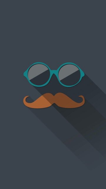 Minimalist Mustache and Glasses Illustration Dark Background Wallpaper
