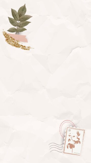 Minimalist Paper Leaf and Stamp Design Wallpaper