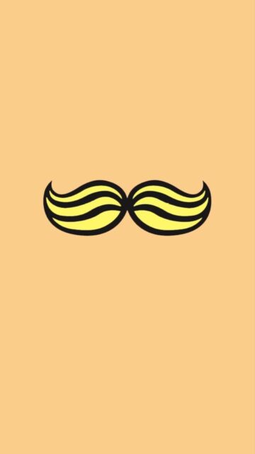 Minimalist Yellow Mustache Wallpaper on Light Orange Background for Mustache Lovers