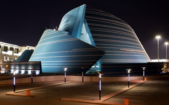Modern Kazakhstan Architecture Night View Wallpaper