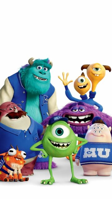 Monsters Inc Characters Group Wallpaper Featuring Sulley Mike and Friends