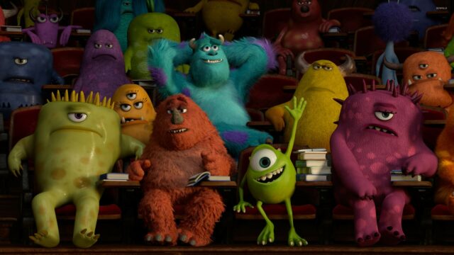 Monsters Inc Characters in Classroom Scene Colorful Monsters Inc Wallpapers