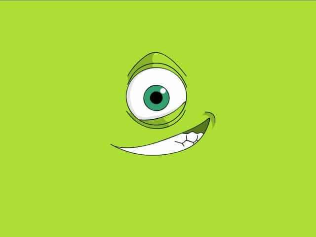 Monsters Inc Wallpaper Featuring Mike Wazowski Minimalist Green Background