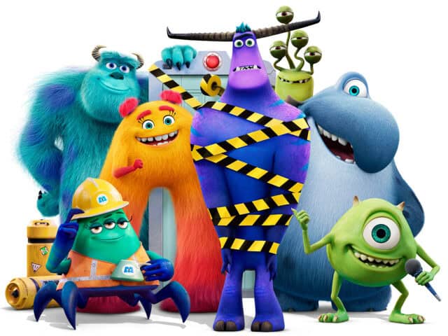 Monsters Inc Wallpapers Featuring Colorful Characters in Group Pose on White Background