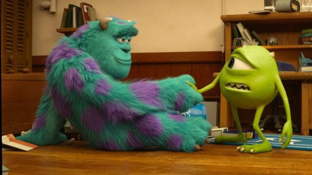 Monsters Inc Wallpapers Sulley Helping Mike in Classic Scene