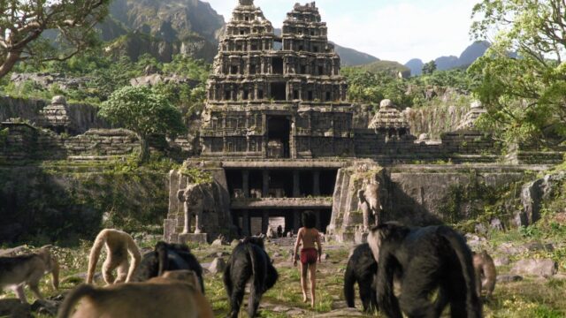 Mowgli and Jungle Animals Approaching Ancient Temple The Jungle Book Movie Wallpapers