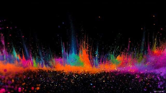 Music Desktop HD Background, Explosive Color Splashes In Synchronization With Music Beats, Providing An Energetic Desktop Background