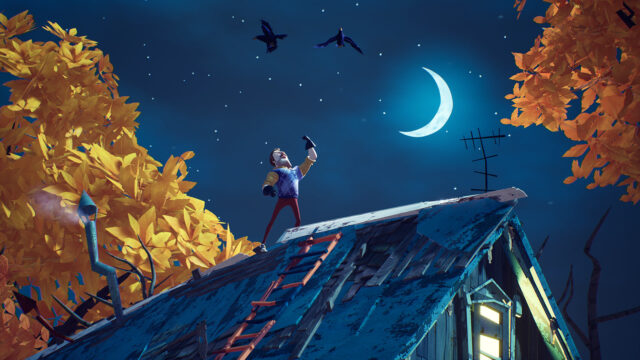Mysterious Rooftop Scene In Hello Neighbor 2 Game Wallpaper