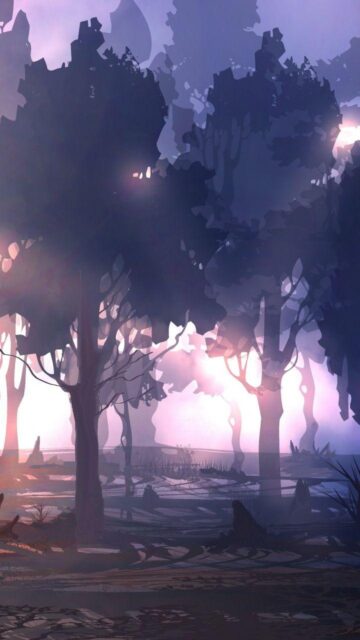 Mystical Forest Scene Digital Nature Artwork Wallpaper with Soft Light and Shadows