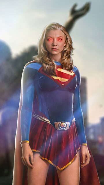 Natalie Dormer In Superhero Costume, Natalie Dormer Shows Determined Expression With Glowing Eyes In Superhero Costume, 4K Phone Wallpaper