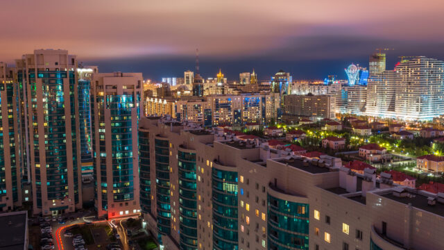 Night Cityscape Of Astana Kazakhstan Skyline Wallpaper