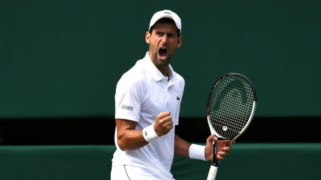 Novak Djokovic Celebrates Victory Tennis Wallpaper