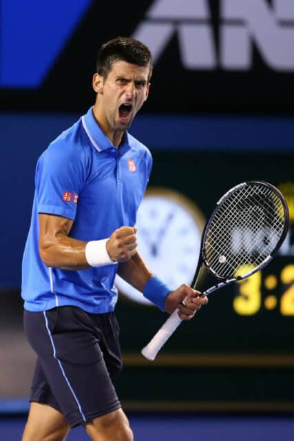 Novak Djokovic Celebrating Tennis Victory Wallpaper