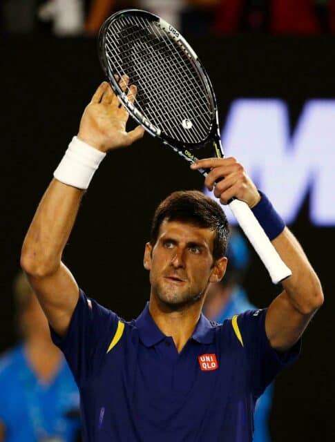 Novak Djokovic Celebrating On Court Tennis Wallpaper