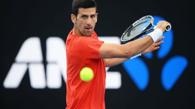Novak Djokovic Focused Tennis Shot Wallpaper