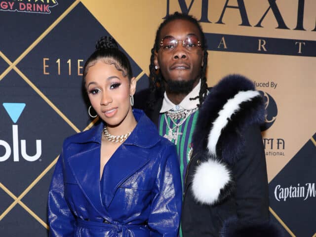 Offset Rapper and Cardi B Stylish Appearance at Red Carpet Event Wallpaper