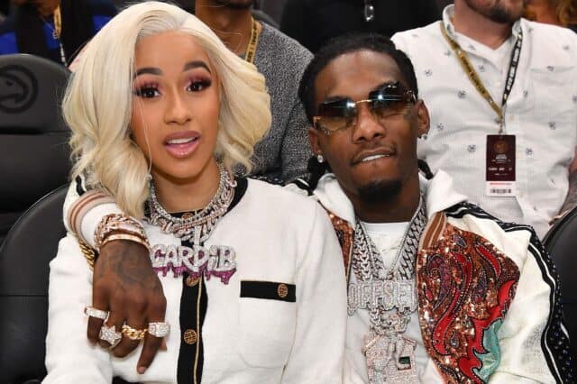 Offset Rapper and Cardi B Stylish Closeup Wallpaper with Diamond Chains