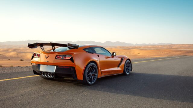 Orange Chevrolet Corvette ZR1 On Desert Road Stunning Corvette Wallpapers For Car Enthusiasts