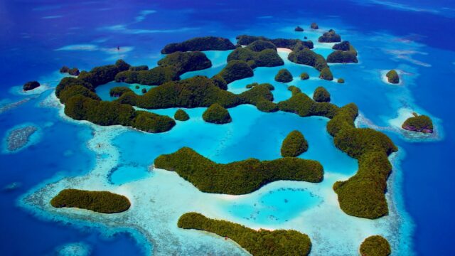 Palau Islands Aerial View Stunning Natural Landscape Wallpaper