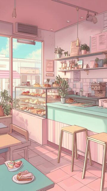 Pastel Cute Background HD Aesthetic, A Cozy Coffee Shop With Pastel Decor And Cute Pastries