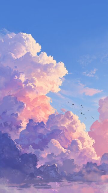 Pastel Cute Background HD For Phone, A Dreamy Landscape With Soft Clouds And Gentle Pastel Colors