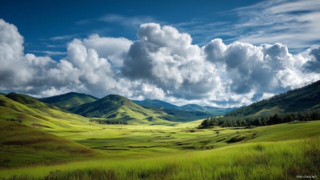 Peaceful HD Wallpaper, Serene Landscapes Filled With Gentle Rolling Hills And Soft Clouds In A Tranquil Sky