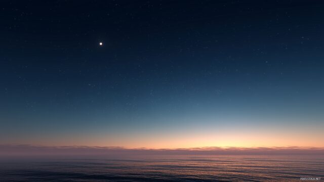 Peaceful High Resolution Desktop Wallpaper, A Serene Celestial View Of Dawn Breaking Over A Calm Ocean