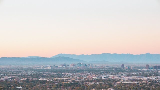 Phoenix Arizona Cityscape At Dusk Scenic Wallpaper
