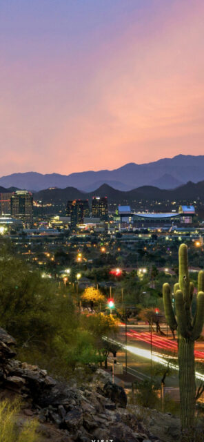 Phoenix Arizona Cityscape At Sunset Wallpaper