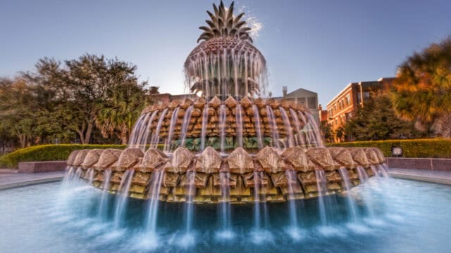 Pineapple Fountain in Charleston South Carolina Beautiful Cityscape Wallpaper