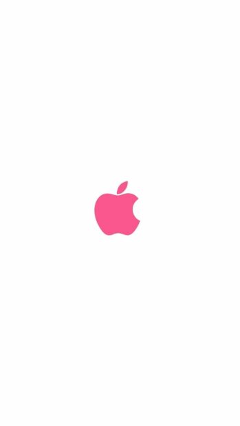 A pink Apple logo design is centered on a white background, HD Mobile Wallpaper