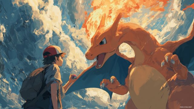 Pokemon Charizard HD Desktop Background High Resolution, Charizard Unleashing A Powerful Flamethrower In A Dark Forest
