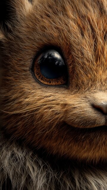 Pokemon Eevee Phone Wallpaper HD, An Intricate Close Up Of Eevee Face With Detailed Fur Textures, Radiating Warmth And Friendly Energy